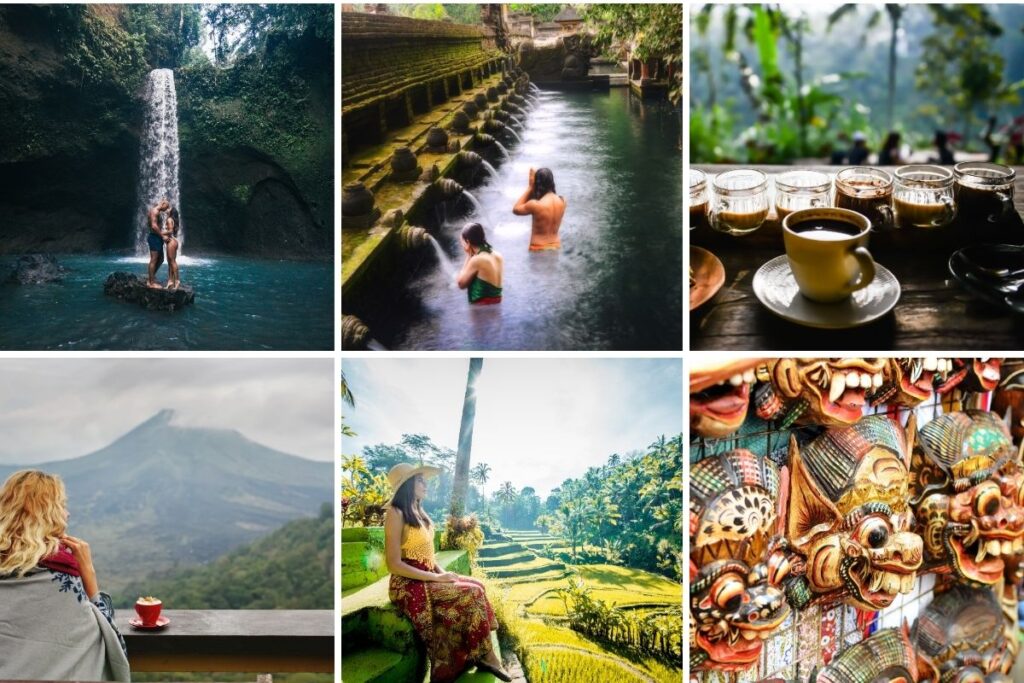 Culture, Temples & Highland Beauty
Culture, Temples & Highland Beauty
After breakfast, we begin our cultural and nature-filled day with a visit to Tegenungan Waterfall, a lush green paradise ideal for nature lovers and photo enthusiasts. Next, we visit Pura Tirta Empul, a sacred water temple where Balinese people come for purification rituals.
Continue to a Bali Coffee Plantation, where you’ll learn about the island’s famous Luwak coffee and taste various traditional blends.
Then, we ascend to the scenic Kintamani Highland for a panoramic view of Mount Batur and Lake Batur, followed by lunch at a local restaurant with a volcano view.
On the way back, we stop at the iconic Tegalalang Rice Terrace, known for its emerald green steps and breathtaking views, and end the day browsing local handicrafts at Ubud Art Market. Return to your hotel for a relaxing evening.